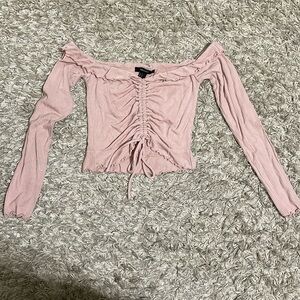 Light pink off the shoulder Crop Top Forever 21 Small